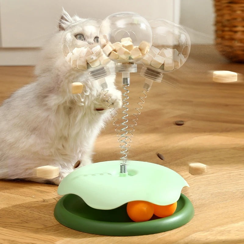 Cat Toy & Feeder Set – Turntable Ball + Self-Entertaining Play Kit Ather Craft LLC