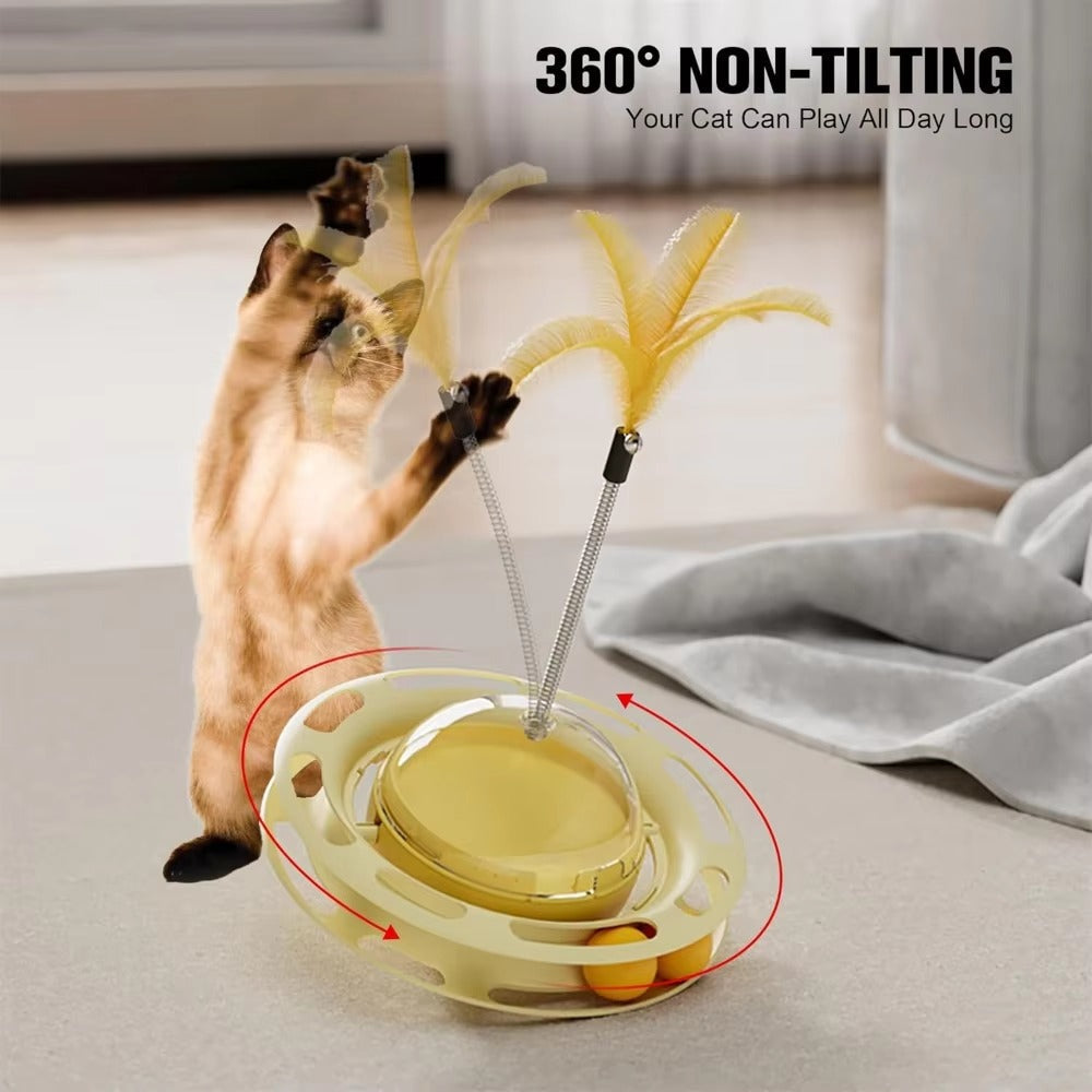 Tumbler Cat Toy – Turntable Feather & Dental Play Ather Craft LLC