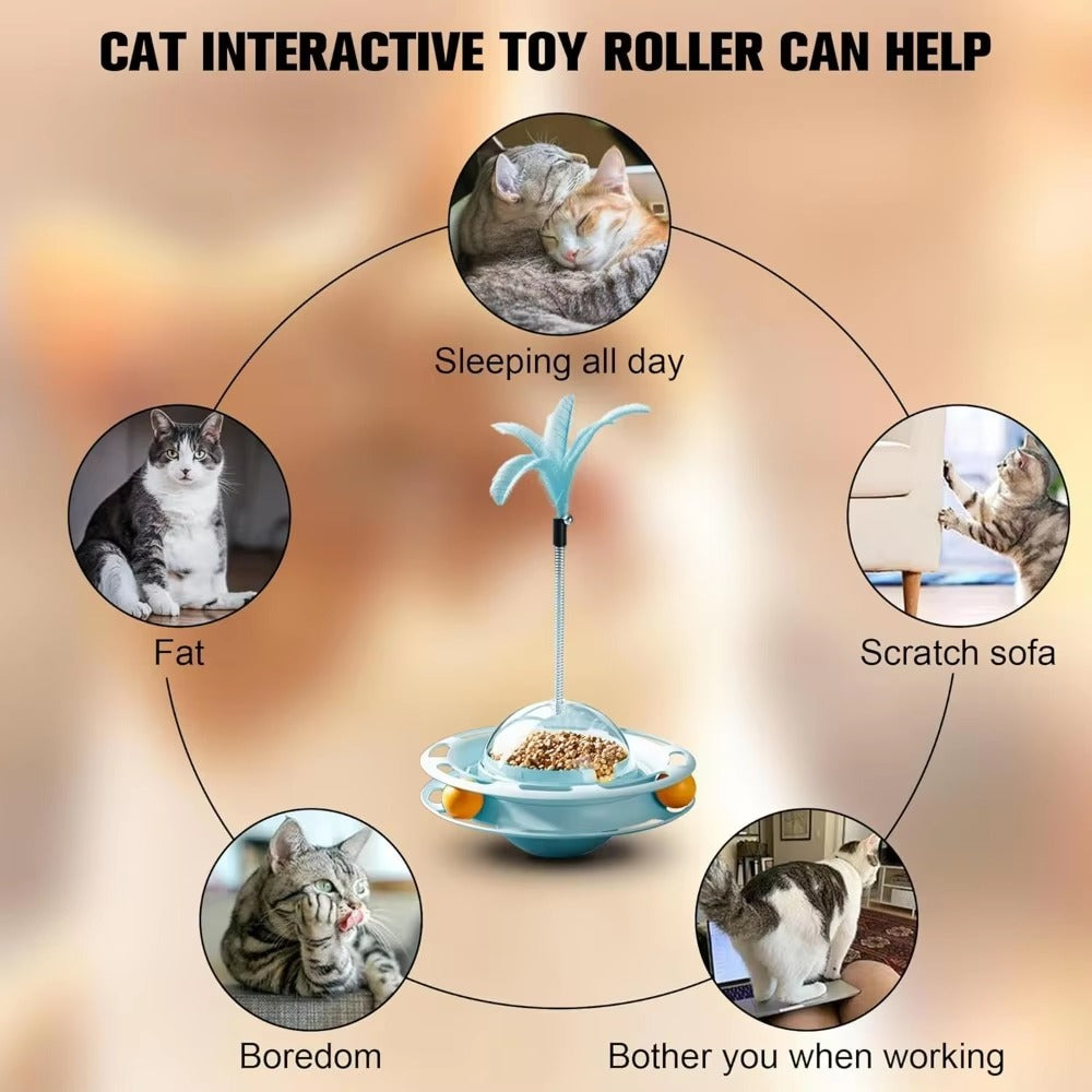 Tumbler Cat Toy – Turntable Feather & Dental Play Ather Craft LLC