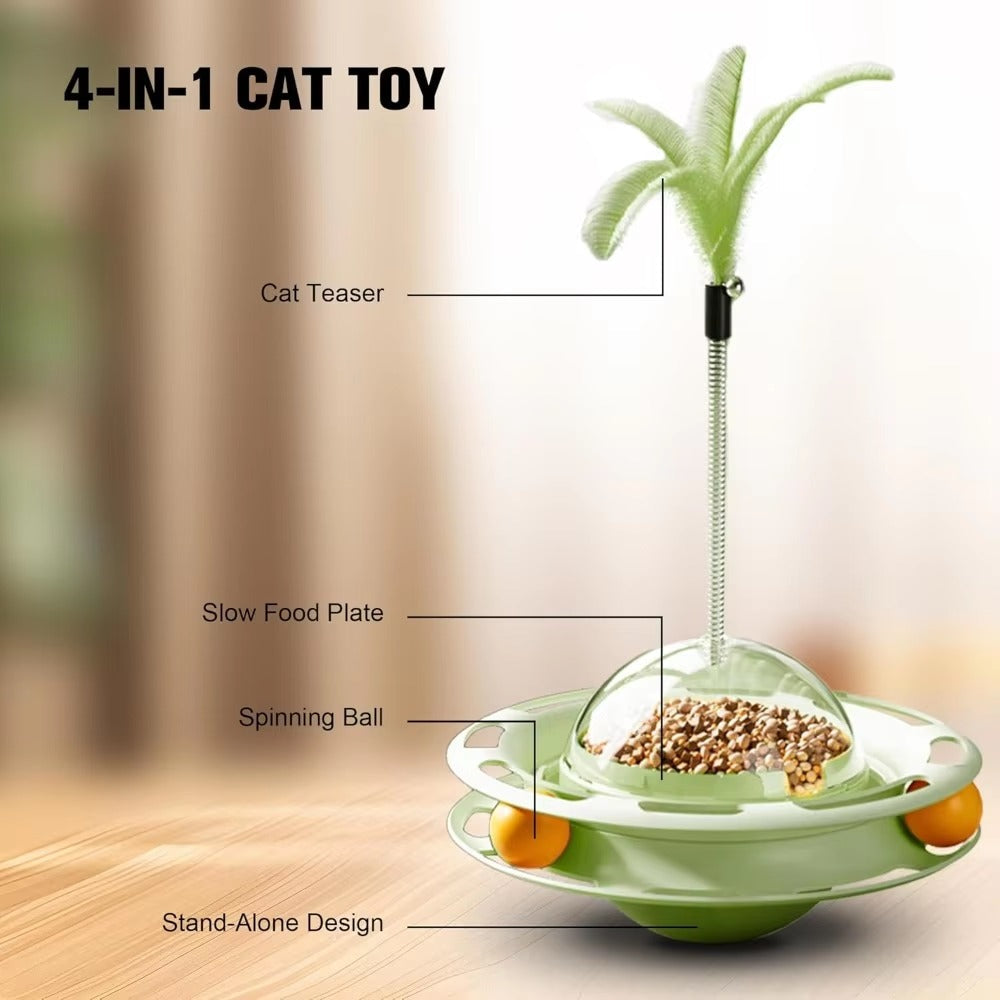 Tumbler Cat Toy – Turntable Feather & Dental Play Ather Craft LLC