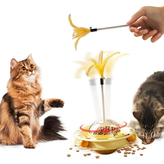 Tumbler Cat Toy – Turntable Feather & Dental Play Ather Craft LLC